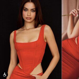 House of CB Edetta Scarlet Mesh Corset Top Size M